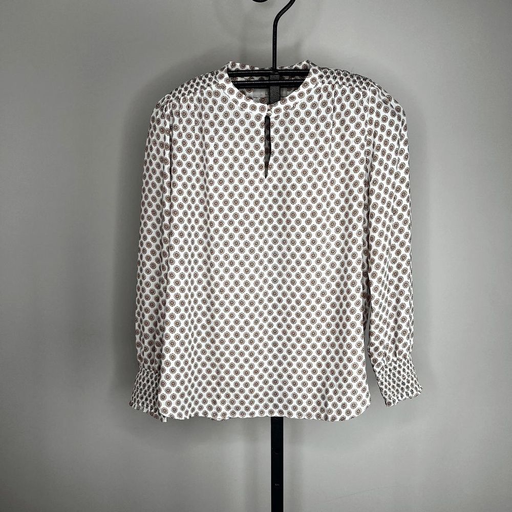 Loft‎ Key hole geometric Circle Long Sleeve Blouse Size Large